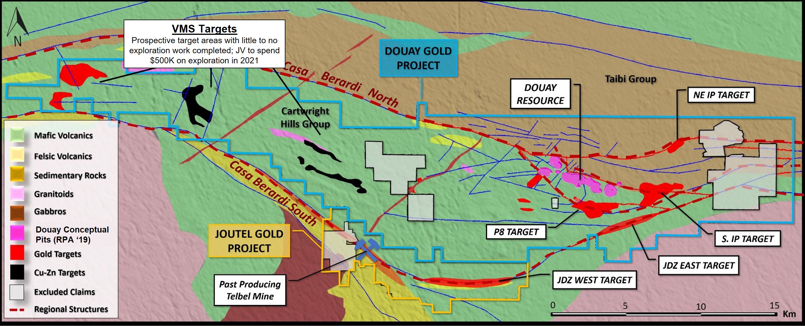 Maple Gold Mines Updated property geology map