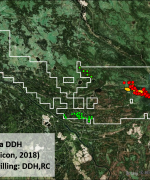 PR-Sept-4-2018-Compilation map for RC drill program, westernmost part of property only, on regional magnetic gradient base map