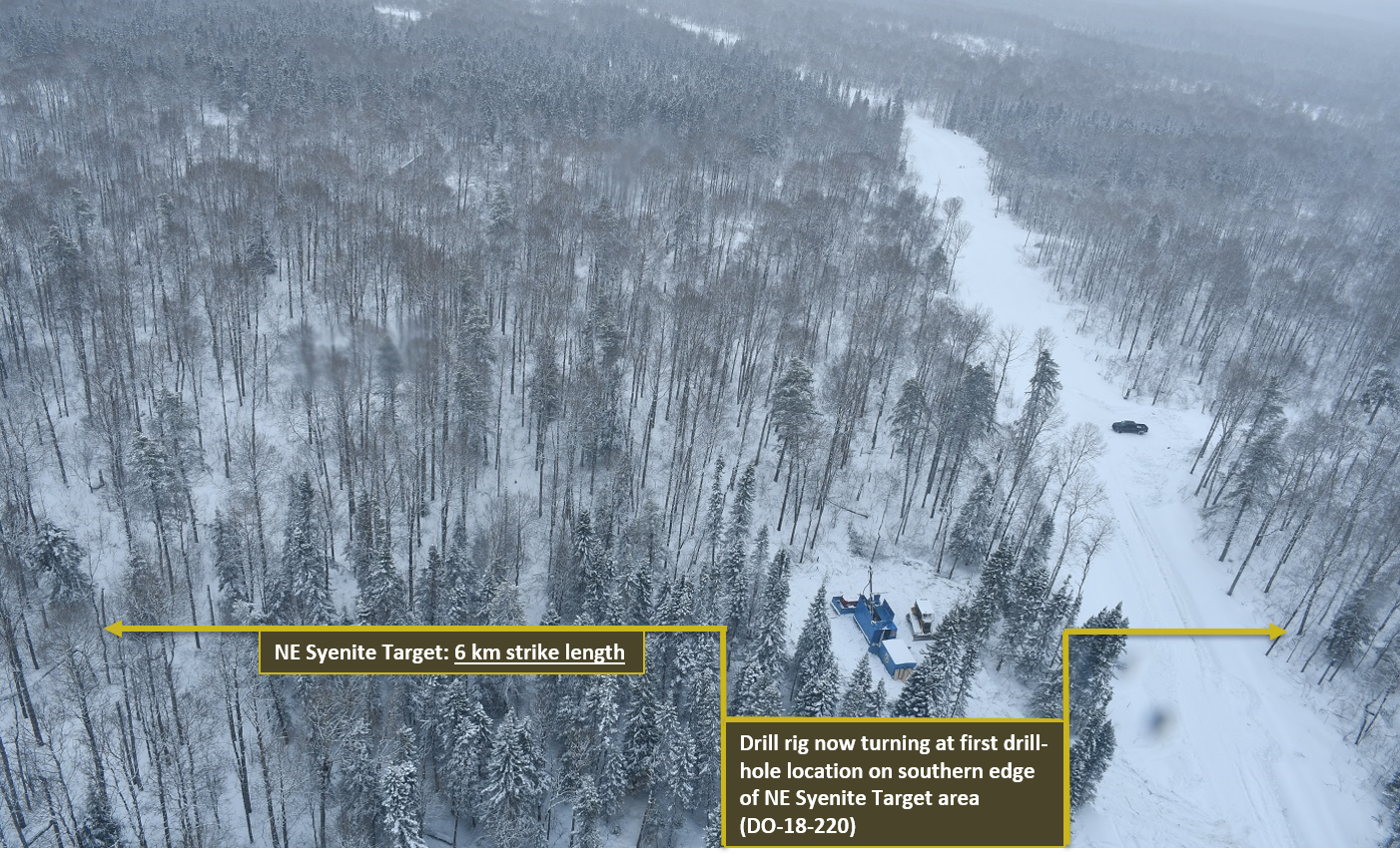 Picture 2 Drill rig at Southern edge of 6km long NE Syenite Target